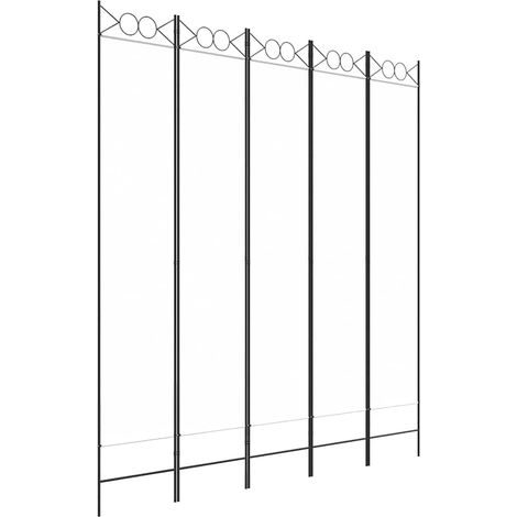 Paravent Cloison de séparation 5 panneaux, Pour Jardin, Balcon, Terrasse Blanc 200x220 cm Tissu OIB6834E (1/5)