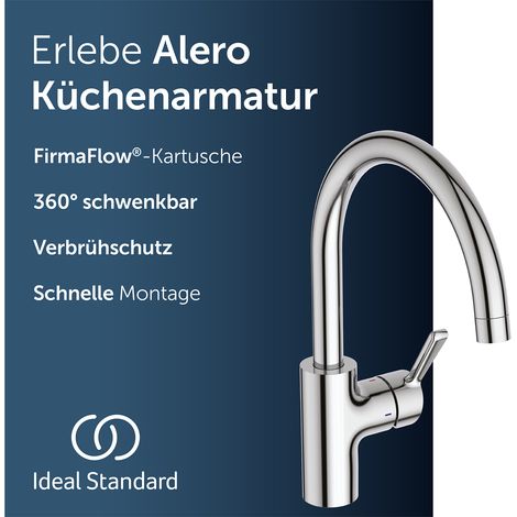 Ideal Standard Küchenarmatur Alero, FirmaFlow® Kartusche, 360° schwenkbarer Auslauf, Schnellmontagesystem (1/5)