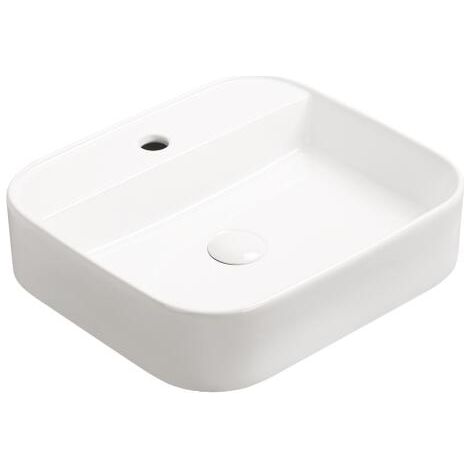 ONDEE ZEN - Vasque à poser rectangulaire LIVA - Céramique blanche - Dim : 45 x 40 x 11 cm