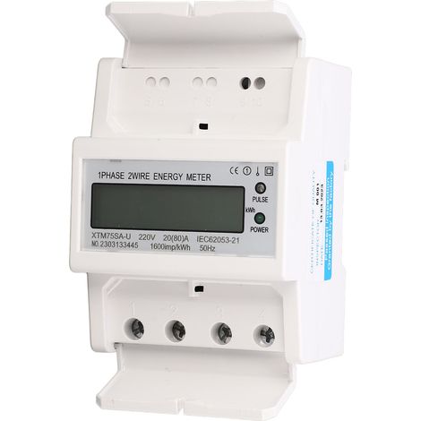 Compteur électrique monophasé 4P affichage LCD, wattmètre de puissance pour rail DIN, testeur tension courant, moniteur consommation énergétique (1/5)