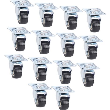 Roulettes de meubles, Rotation à 360 degrés, roue pivotante de 1 pouce, pour Table, armoire, établi, 14 pièces (1/5)