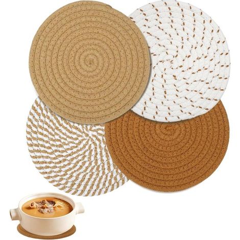 Set mit 4 hitzebeständigen Untersetzern – vielseitig – 4 Stück – Baumwolle – 18 cm (1/5)