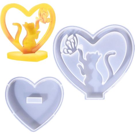 Moule d'ornement en forme de cœur, moule en silicone en forme de cœur Moule en résine pour présentoir d'ornement, ornement pour animaux de compagnie (1/5)