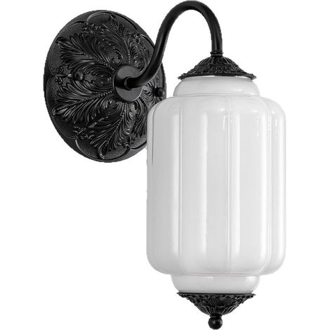 Applique murale vintage en verre de lait doré – Base finition laiton – Applique murale d'intérieur pour salon, chambre, salle de bain, couloir, entrée (1/5)