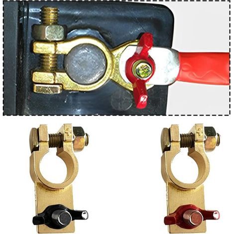 Car Battery Terminal Connectors, 12V Battery Terminals Brass Car Battery Connectors with Wing Nut, for Car Motorcycle Boat Truck Electric Vehicle Positive Negative