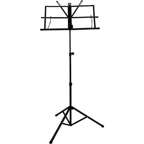Pupitre de musique pliable en fer noir, caoutchouc et PP, portable et réglable en hauteur, livré avec un sac de transport. Petit pupitre, accessoire pour guitare et instruments de musique. (1/5)