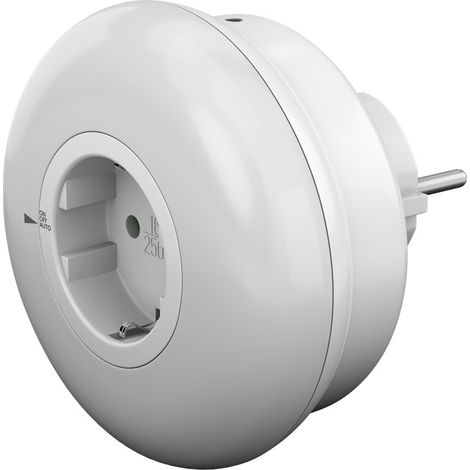 goobay 64566 Luz LED nocturna para enchufe/luz snooze para niños/luz para enchufe/sensor crepuscular y contacto protector de enchufe / 3 modos de funcionamiento (ON/OFF/AUTO) / 3 colores