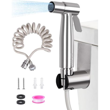 Kit Douchette WC pour Bidet de Toilette Douchette Toilette WC avec Crochet de Réservoir Eau + Tuyau Flexible de Douche Télescopique Pulvérisateur pour Hygiène Personnelle en Salle de Bain (1/5)