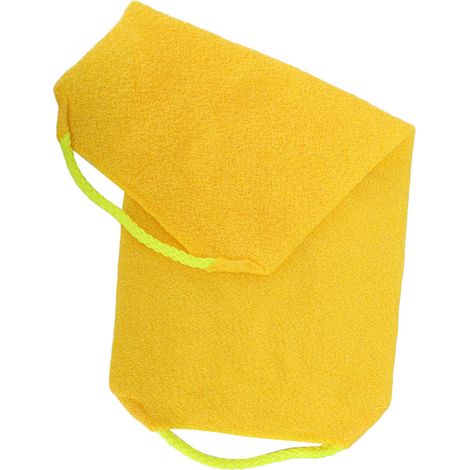 Gant de toilette exfoliant élastique, serviette de bain de massage nettoyante avec sangle, jaune (1/5)