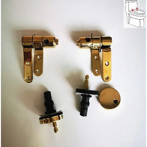 (B) Abattants de toilettes en acier inoxydable avec charnières à descente lente et à dégagement rapide, couvercles d'abattants de toilettes en bois massif et résine, finitions or et argent, charnières (1/5)