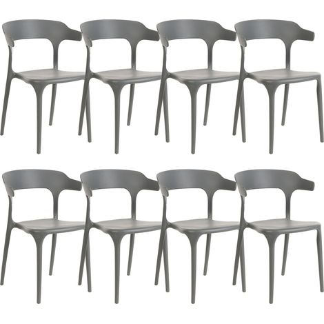 Lot 8 Chaises de Salle à Manger Empilables en Plastique Gris Clair Gubbio (1/5)