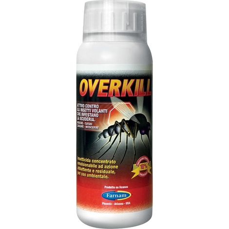Overkill insetticida per scuderie contro mosche tafani moscerini uccide la zanzara tigre 500 ml