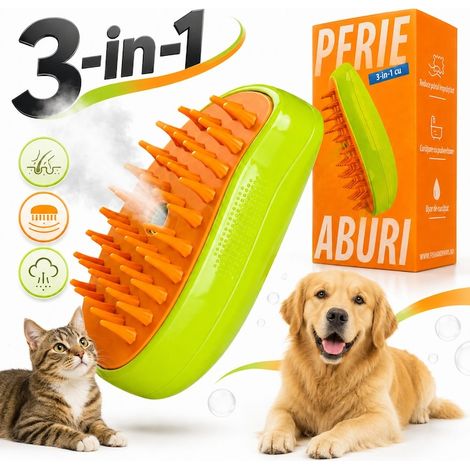 Spazzola multifunzione 3 in 1 per animali domestici, con vapore, spray e dispenser integrato, ideale per la cura delicata dei gatti e per la rimozione efficace del pelo morto, ricaricabile tramite USB (1/5)