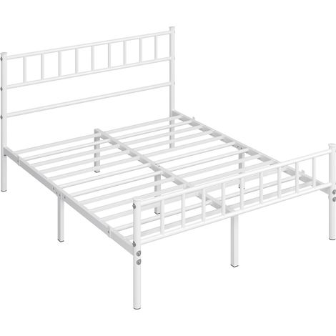 Yaheetech Struttura Letto in Ferro Battuto a Doghe in Metallo Bianco 140 x 200 cm