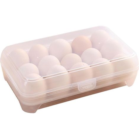 1 Boîte à œufs, 15 grilles, Plastique transparent, Rangement réfrigérateur et pique-nique (1/5)
