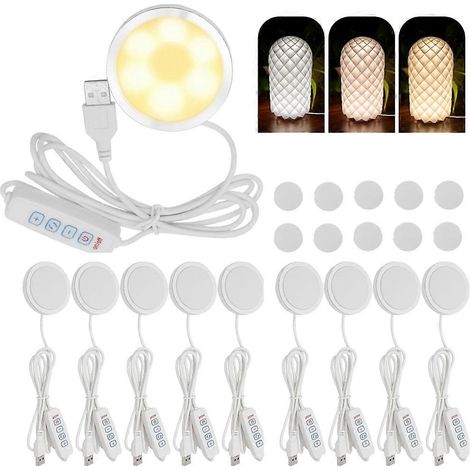 Kit de 10 lampes LED 3 couleurs, alimentation USB 5 V, lumière chaude 3000K-6400K, luminosité réglable, lampe pour espace de travail d'impression 3D (1/5)