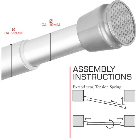 Barre de rideau de douche Sans percer 70-120 cm Continu Neptun Noir