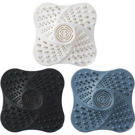 3 Pcs Protection de Drain de Silicone, Silicone Attrape Cheveux Douche, Filtre Evier de Cuisine avec Ventouse (1/4)