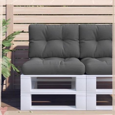 Coussins de palette - VINGVO - 360667 - Anthracite - Tissu polyester résistant - Lot de 2 (1/5)