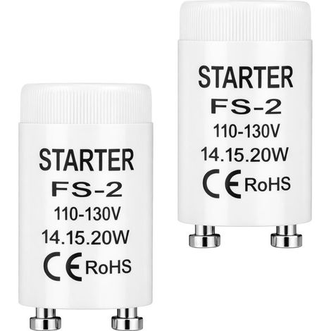 4Pcs Starter Lampe Fluorescente FS-2 pour Lampes 14W 15W 20W  Starter Lampe Fluorescente de Rechange pour Luminaires Intérieur/Extérieur Compatible avec 12409 FS-2 Starters (1/5)