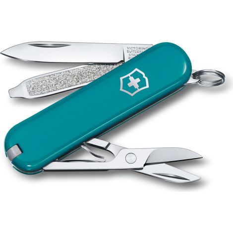 Couteau suisse de poche Victorinox Classic SD, Turquoise. Couteau à 7 fonctions, manches en Alox de haute qualité, Comprend des ciseaux, une lime à ongles et un tournevis. Poids de 21 gr. 0.6223.23G (1/4)