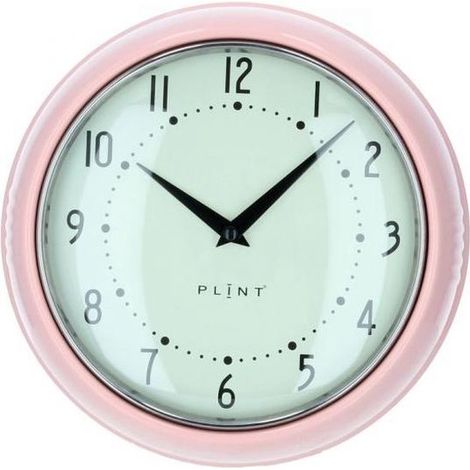 Horloge murale PLINT en métal laqué rose (1/3)