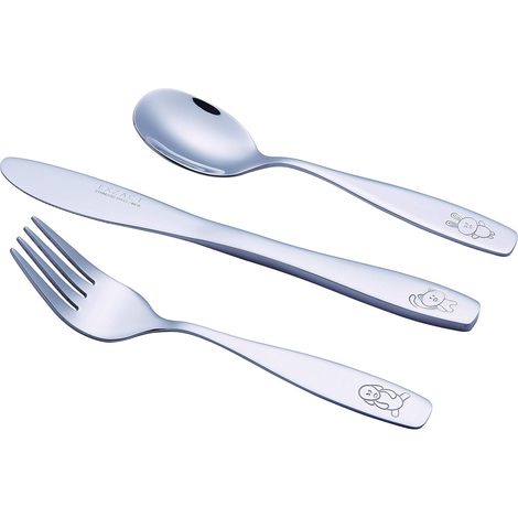 Couverts Enfant Inox - 3 Pièces - Acier Inoxydable - Motifs Animaux - Lavable Lave-vaisselle (1/5)