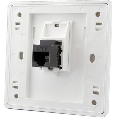 Buchse auf Buchse CAT6 Gigabit Netzwerk-Wanddose Dual Pass-through RJ45 LAN Internet-Frontplatte Gerade Steckdose, 86x86mm (LAN x 1)