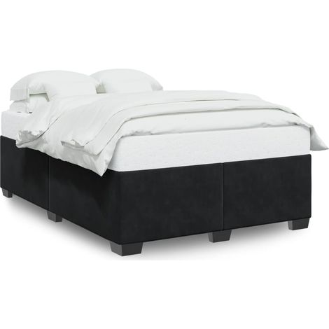 Lit double  Lit adulte  Cadre de lit sans matelas noir 140x190 cm velours (1/5)