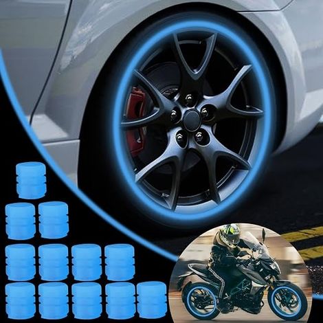 Lot de 12 Bouchons Valve Pneu Voiture Fluorescents, Bouchons de Tige de Valve de Pneu de Voiture Lumineux Universels Capuchon Anti-poussière de Voiture pour Auto, SUV, Moto, Camion (1/5)
