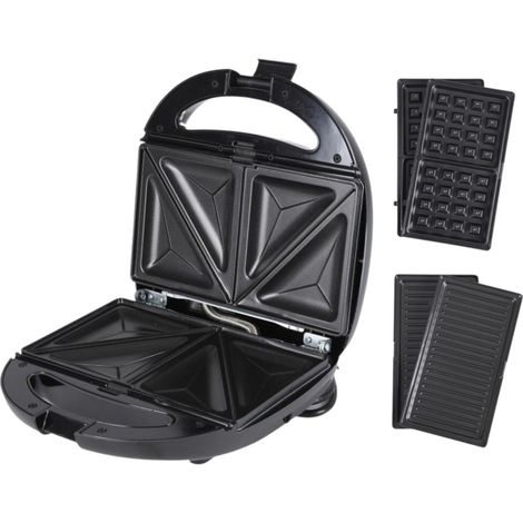 Sandwichmaker 3in1 Waffeleisen Kontaktgrill Sandwichtoaster antihaft schwarz (1/5)