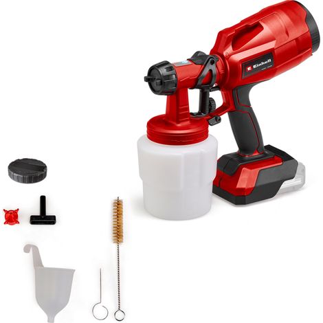Einhell Pistolet à peinture sans fil TC-SY 18/60 Li Solo - PXC (18V, réservoir 100mL, 2 buses) Livré sans Batterie ni Chargeur