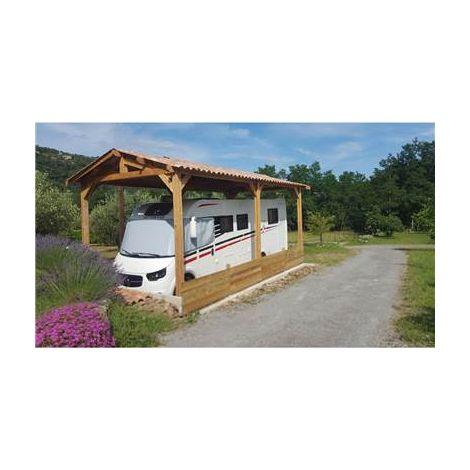 Abri Deux Pentes, 400cmx700cm, Bois DOUGLAS Français, Carport, Auvent, Abri Camping-car