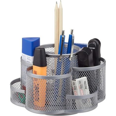 Porte-stylo rond et rotatif à sept compartiments pour fournitures scolaires, accessoire de rangement pratique Crezuo (1/4)