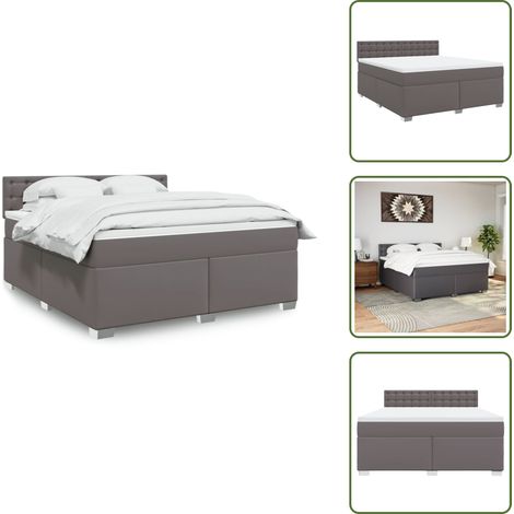Boxspringbett mit Matratze Grau 180x200 cm Kunstleder - Boxspringbett - Boxspringbetten - Bett - Bett Mit Stauraum (1/5)