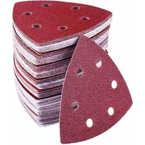 Lot de 72 triangles abrasifs delta - 6 trous - 90 x 90 x 90 mm - grains 40/60/80/120/180/240 - triangle de poncage pour ponçage et polissage, (1/4)
