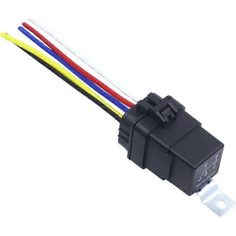 Relais étanche 30/40 A 12 V CC avec faisceau de câblage, relais automobile unipolaire bidirectionnel à 5 broches, fil de cuivre étamé robuste 14 AWG, compatible avec camions, motos et véhicules marins (1/3)