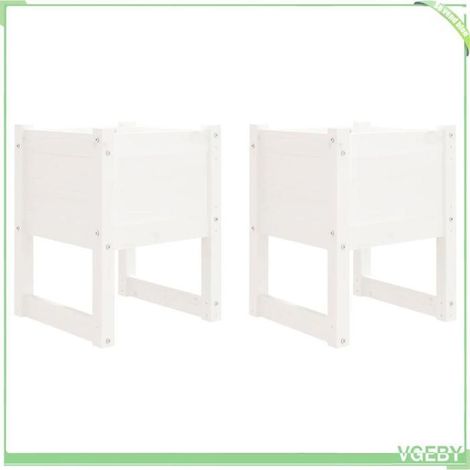 Jardinière - FAFEICY - 822110 - Bois de pin massif - Blanc - 40 x 40 x 52,5 cm (lot de 2) (1/5)