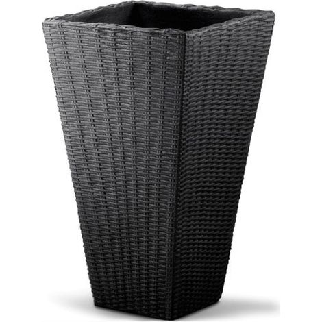 Pot de fleurs imitation rotin anthracite 40 x 40 x 70 cm