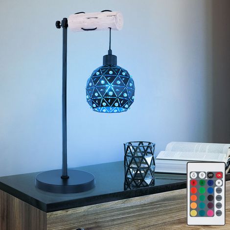 LED Tischlampe dimmbar mit Fernbedienung Tischleuchten schwarz gold Leseleuchte höhenverstellbar, RGB Farbwechsel, Kristalle Metall, 8,5W 806lm warmweiß, LxBxH 34x18x55 cm