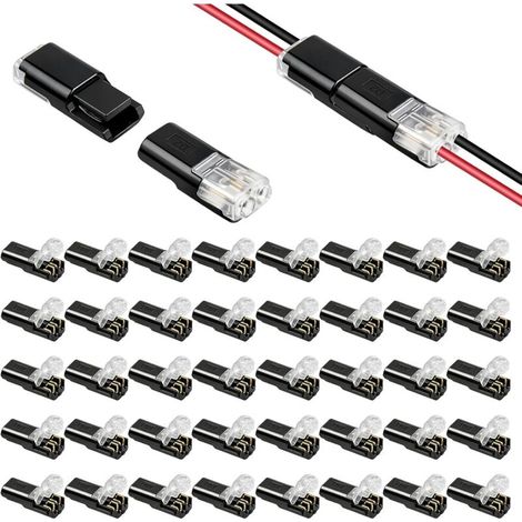 30 Pièces Connecteurs de Fil Basse Tension 2 Broches, pour Rallonge de Bande LED 18-22 AWG, Connecteur Électrique Rapide Sans Soudure