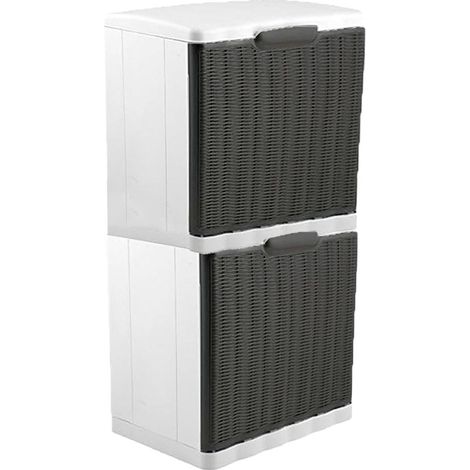 Scarpiera moka impilabile salvaspazio Contiene Fino 8 Paia Set2 porta scarpe slim componibile da esterno balcone in plastica (1/5)