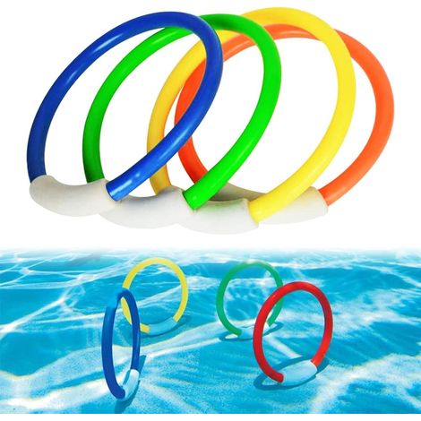 Jouets de Plongée Enfant,Anneau de Plongée 15cm,Anneaux de Plongée Colorées,Jouets de Plongée Anneau,Anneaux de Plongée de PVC,Jouets de Plongée Bagues,Jouets de Piscine Anneau,4 Pièces (1/5)