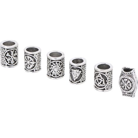 Lot de 6 perles pour barbe, style dreadlocks vintage, pour tresses et création de bijoux et bracelets.