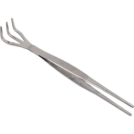 Râteau à racines avec pince à épiler, 3 dents, acier inoxydable, pour ameublir la terre, outil pour bonsaï avec manche ergonomique, droit (1/5)