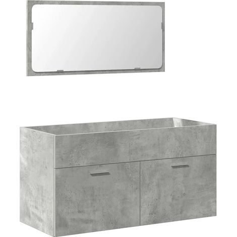 Armoire de salle de bain murale avec miroir 90 x 38,5 x 46 cm grand espace de rangement style moderne en bois gris béton (1/5)