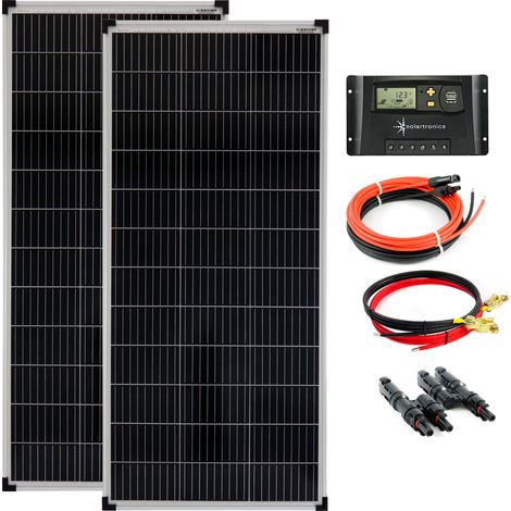 200 Watt 12V Solar Set 20A Laderegler gelb Solaranlage Inselanlage Garten Camping Solarmodul 1200mm (1/5)