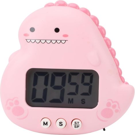 Timer da cucina digitale con display LCD, motivo dinosauro, rosso, retro magnetico, supporto, allarme con conto alla rovescia per lezione, casa, studio, cucina Ampio schermo LCD (1/5)