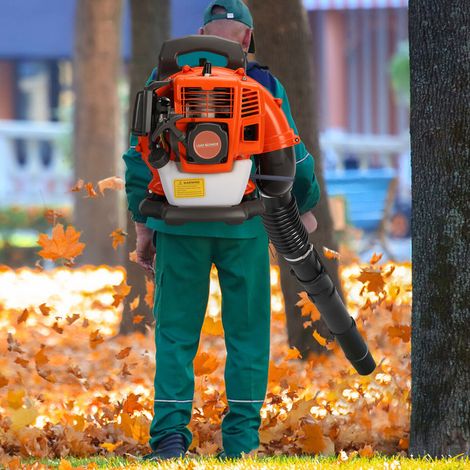 FIANAO – Souffleur de feuilles thermique à dos 52 cc – tube réglable, 1,25 kW, 6800 tr/min – orange (1/5)