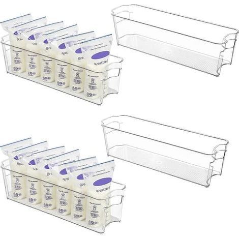 Tire-lait et accessoiresLot de 4 boîtes de conservation transparentes pour lait maternel, à congeler. Largeur : 11 cm, longueur : 37 cm. (1/5)